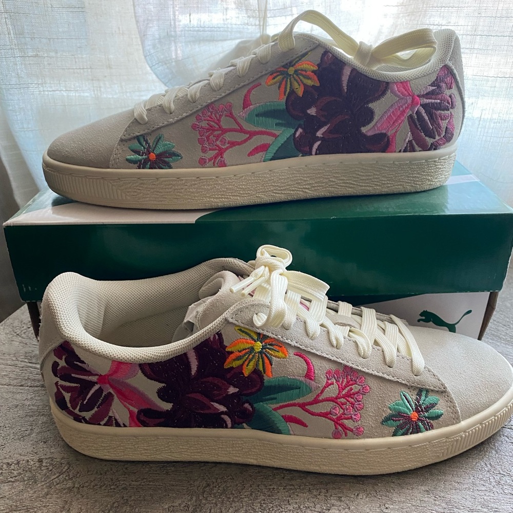 Puma Suede Hyper Emb Women's Shoes Whisper White/Orchid 368137-01